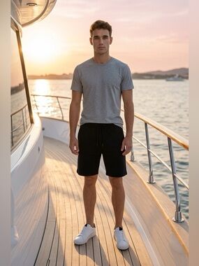 Zara Black Jogger Shorts Men’s Size M Cotton Drawstring